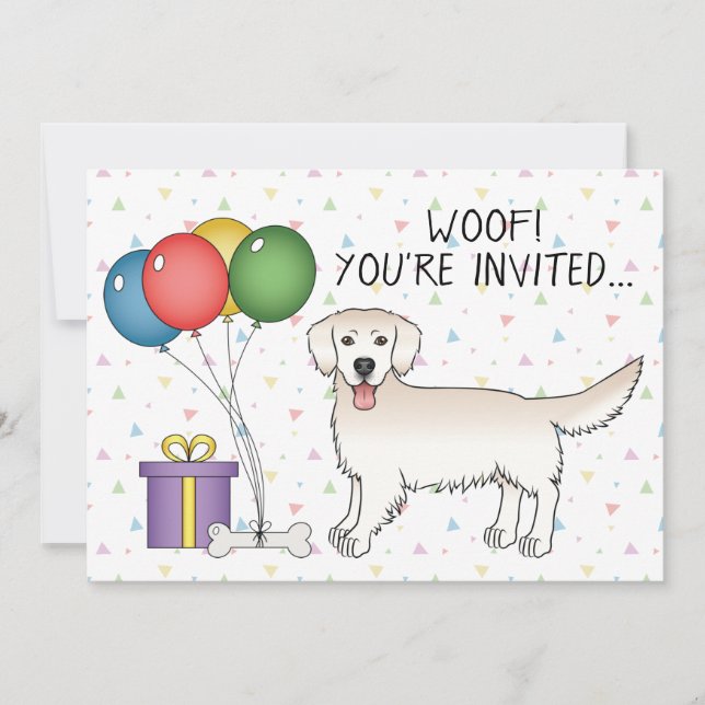 English Cream Golden Retriever Niedlich Dog - Gebu Einladung (Vorderseite)