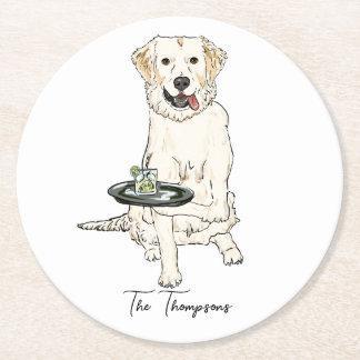 English Cream Golden Retriever  Wedding  Runder Pappuntersetzer