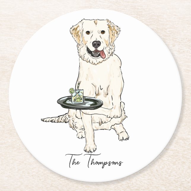 English Cream Golden Retriever  Wedding  Runder Pappuntersetzer (Vorderseite)