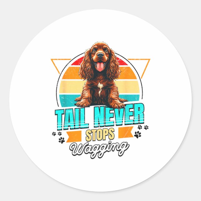 English Er Spaniel Lover Funny Er Spaniel Retro  Runder Aufkleber (Vorderseite)