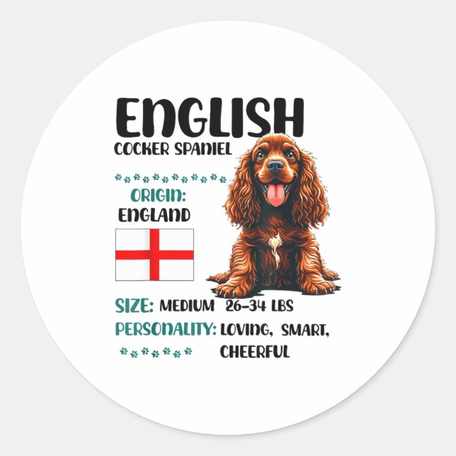 English Er Spaniel Origin Funny Er Spaniel Lover  Runder Aufkleber (Vorderseite)