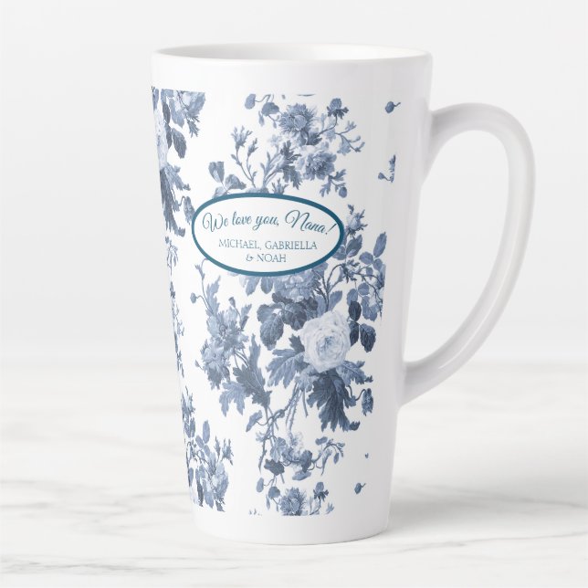 English Floral Garden Blue White Nana Grandma Milchtasse (Rechts)