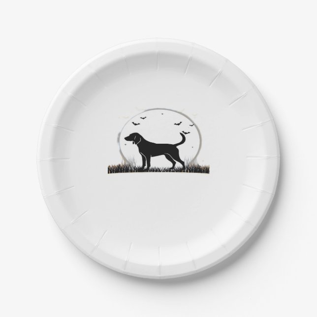 English Foxhound Dog � Halloween Moon Silhouette C Pappteller (Vorderseite)