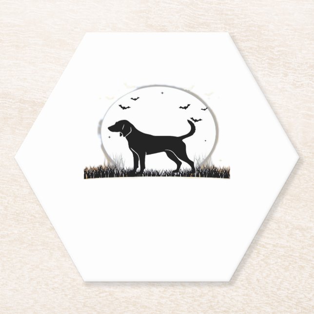 English Foxhound Dog � Halloween Moon Silhouette C Untersetzer (Vorderseite)