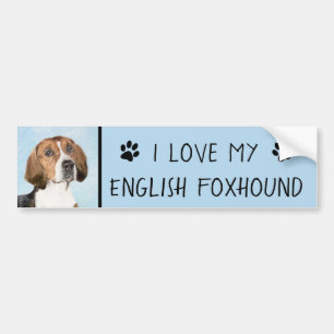 English Foxhound Painting - Niedliche Original Dog Autoaufkleber