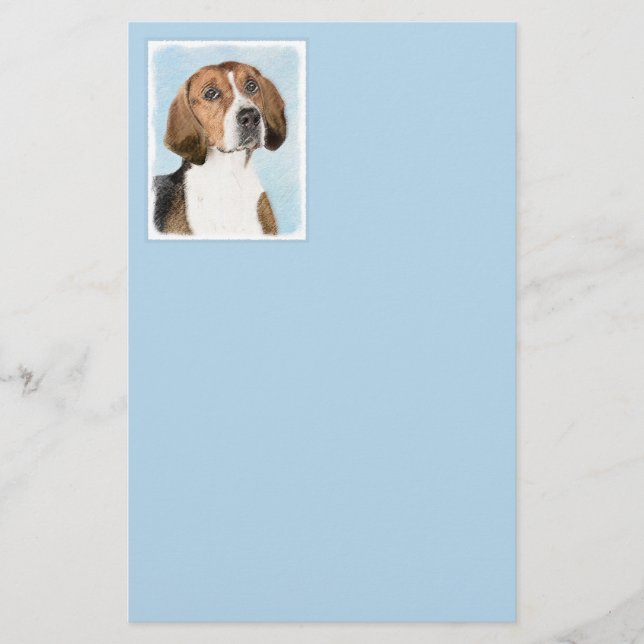 English Foxhound Painting - Niedliche Original Dog Briefpapier (Vorderseite)