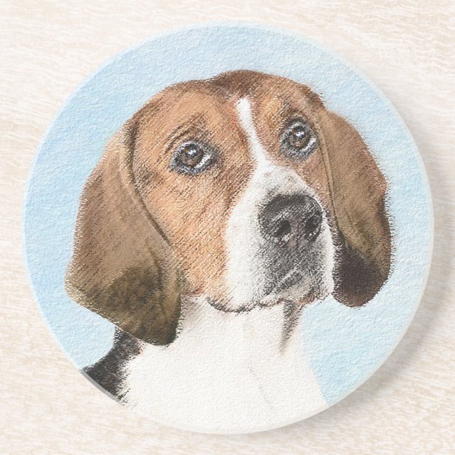 English Foxhound Painting - Niedliche Original Dog Getränkeuntersetzer (Vorne)