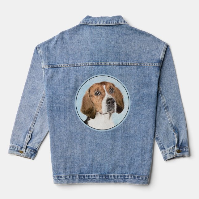 English Foxhound Painting - Niedliche Original Dog Jeansjacke (Rückseite)