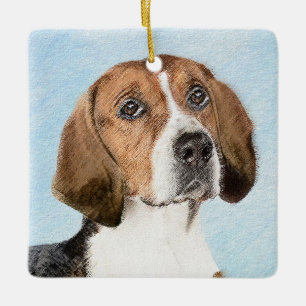 English Foxhound Painting - Niedliche Original Dog Keramikornament