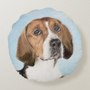 English Foxhound Painting - Niedliche Original Dog Rundes Kissen