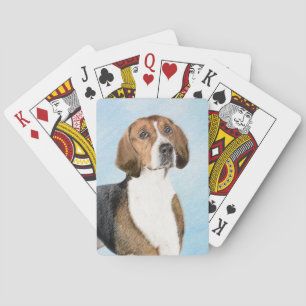 English Foxhound Painting - Niedliche Original Dog Spielkarten
