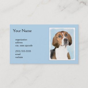 English Foxhound Painting - Niedliche Original Dog Visitenkarte