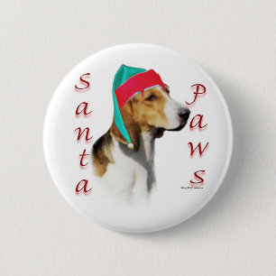 English Foxhound Santa Paws Button
