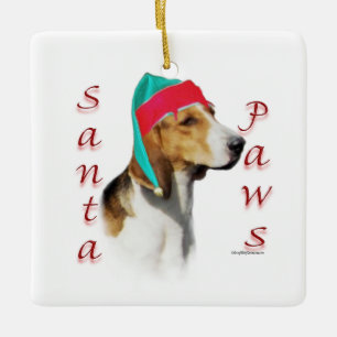 English Foxhound Santa Paws Keramikornament
