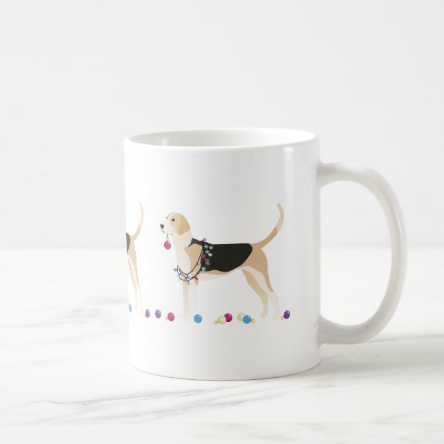 English Foxhound Silhouette Weihnachtsdesign Kaffeetasse (Rechts)
