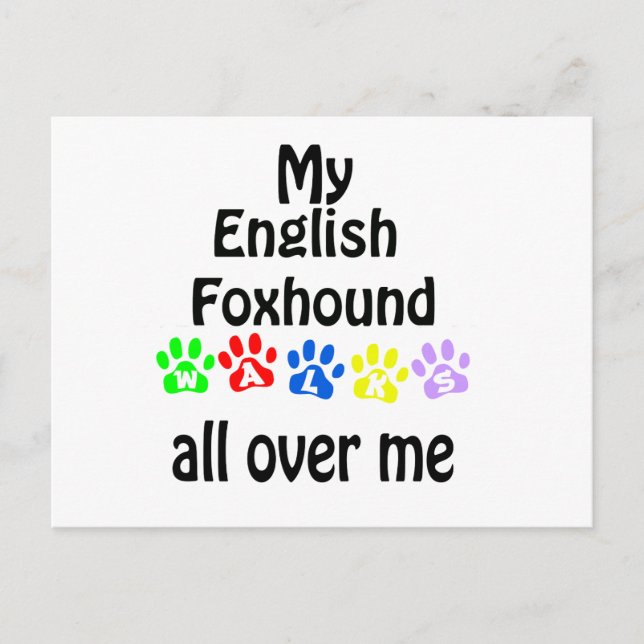 English Foxhound Walking Design Postkarte (Vorderseite)