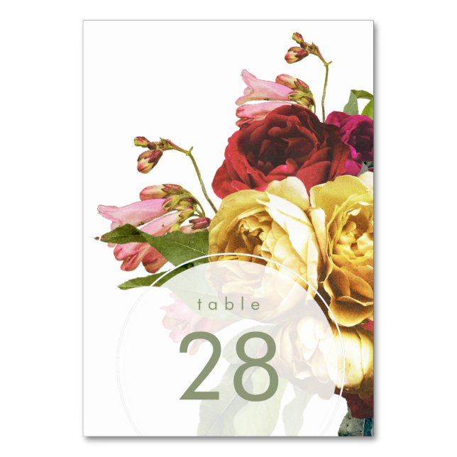 English Garden Bohemische Rose Hochzeit Tischnumme Tischnummer (Vorderseite)
