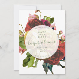 English Garden Boho Rose Circle Save the Date