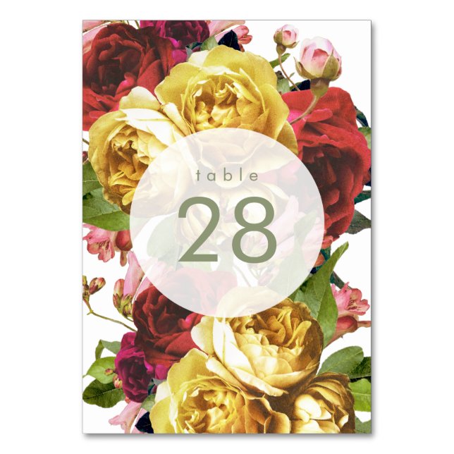 English Garden Boho Rose Hochzeit Tischnummern (Vorderseite)