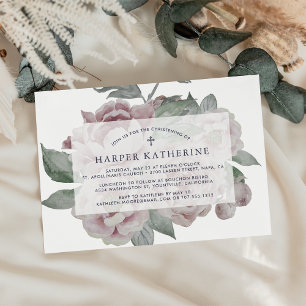English Garden Christening or Baptisse Einladung