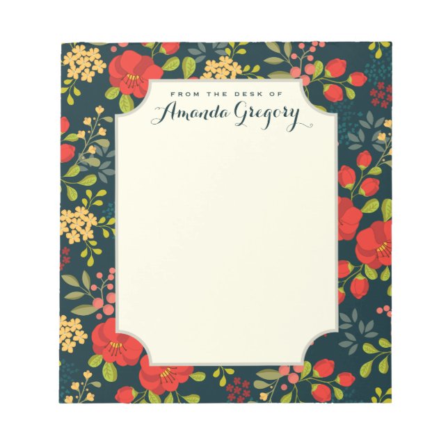 English Garden Floral Personalisiert Desk Notepad Notizblock (Vorderseite)