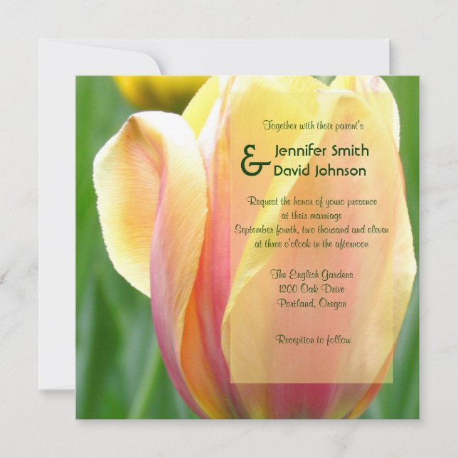 English Garden Tulip Wedding Einladung (Vorderseite)