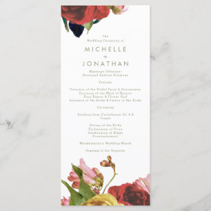 English Garden Vintag Rose Hochzeitsprogramm Programm