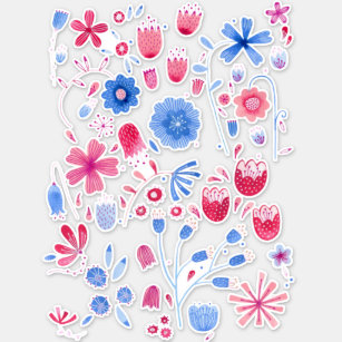 English Garden Watercolor-Blume Aufkleber