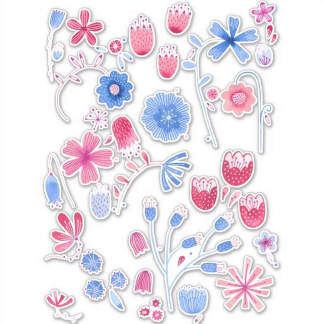 English Garden Watercolor-Blume Aufkleber (Vorderseite)