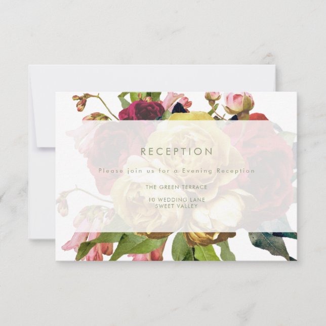 English Garden Wedding Empfang Card Einladung (Vorderseite)