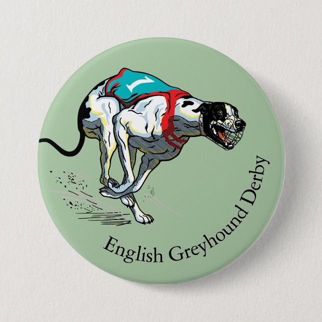 English Greyhound Race Dog Button (Vorderseite)