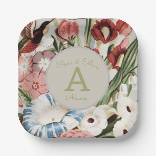 English Hütte Garden Personalisiert Wedkin Napkin Pappteller (Vorderseite)