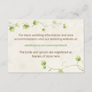 English Ivy Wedding Information Card Begleitkarte