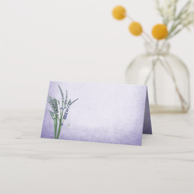 English Lavender Wedding Folded Platzkarte (Vorderseite)