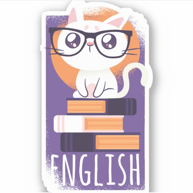 ENGLISH LEHRER Geschenk - Niedliche Kawaii Katze L Aufkleber (Vorderseite)