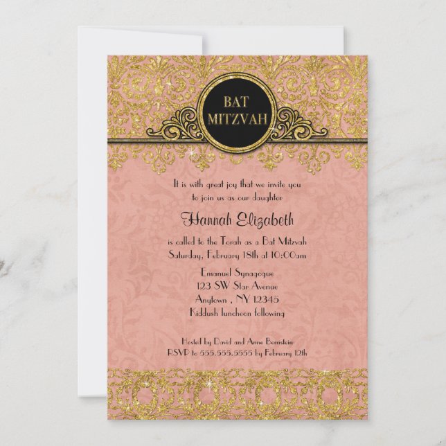 English Manor House Art Deco Jugendstil Damask Einladung (Vorderseite)