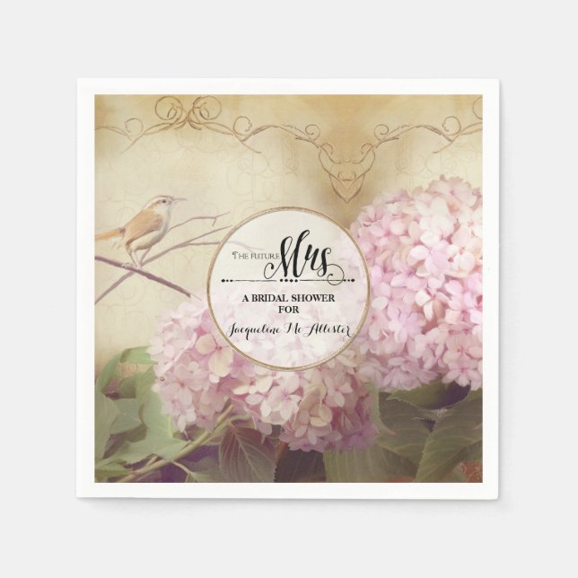 English Manor House Hydrangea Bridal Empfang Serviette (Vorderseite)