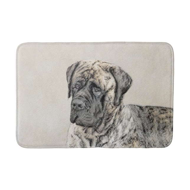 English Mastiff (Brindle) Malerei - Dog Art Badematte (Vorderseite)