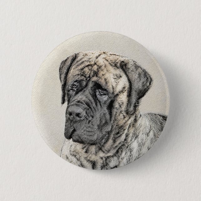 English Mastiff (Brindle) Malerei - Dog Art Button (Vorderseite)