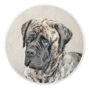 English Mastiff (Brindle) Malerei - Dog Art Keramikknauf