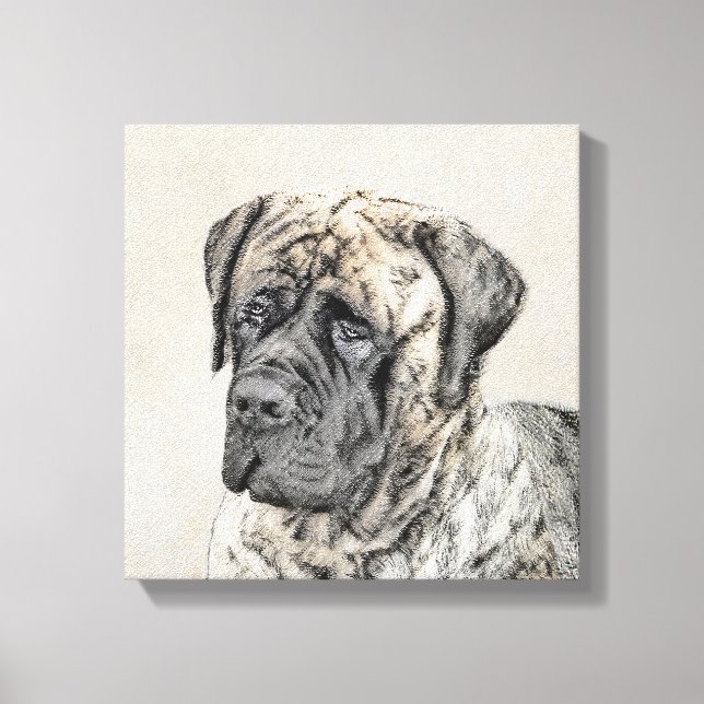 English Mastiff (Brindle) Malerei - Dog Art Leinwanddruck (Vorderseite)