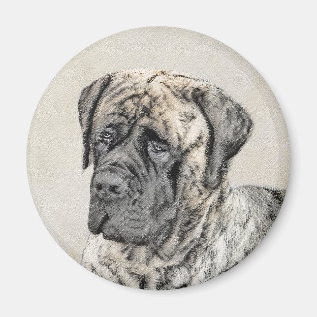 English Mastiff (Brindle) Malerei - Dog Art Magnet (Vorne)