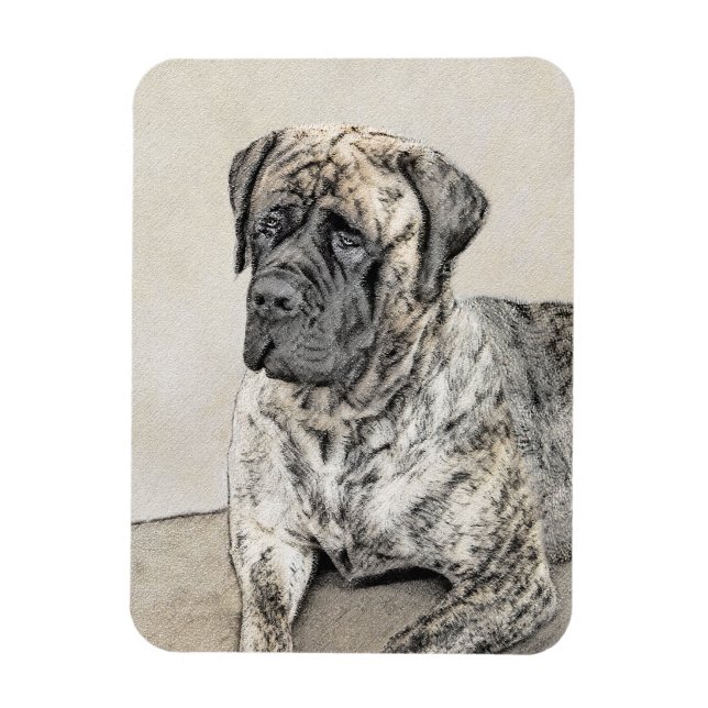 English Mastiff (Brindle) Malerei - Dog Art Magnet (Vertikal)