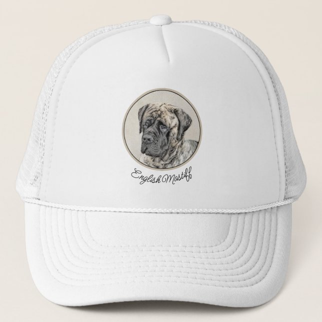 English Mastiff (Brindle) Malerei - Dog Art Truckerkappe (Vorderseite)