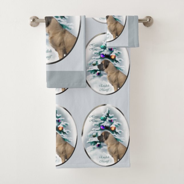 English Mastiff Christmas Badhandtuch Set (Insitu)