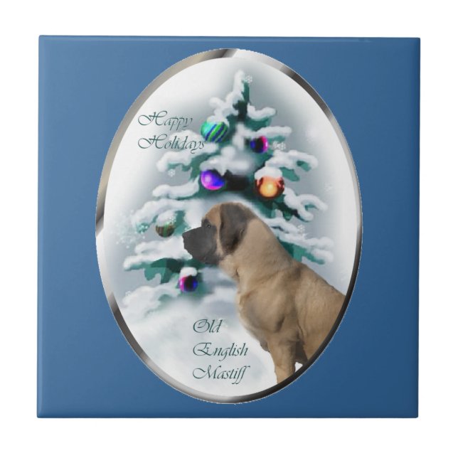 English Mastiff Christmas Fliese (Vorderseite)