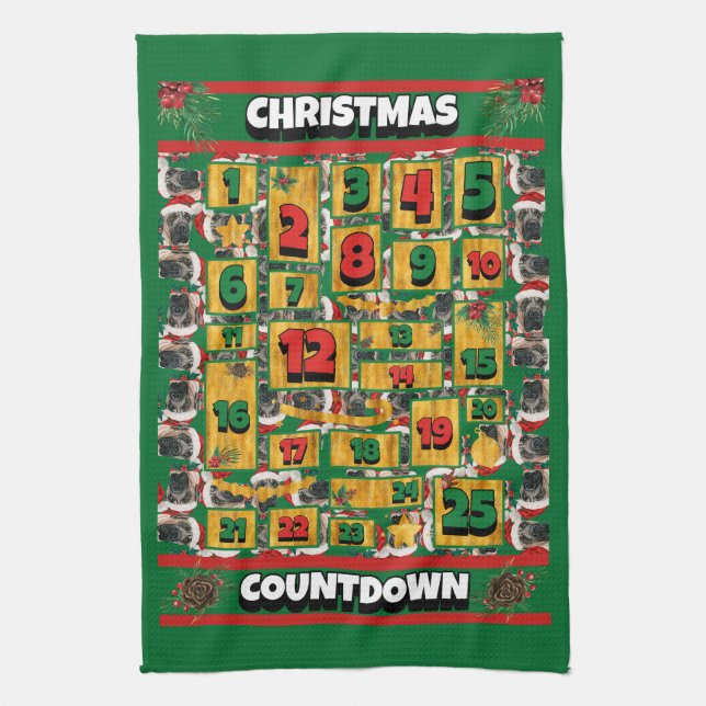 English Mastiff Countdown Christmas Advent Dog Geschirrtuch (Vertikal)