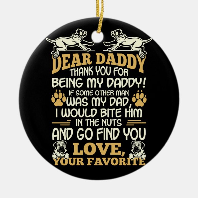 English Mastiff Danke, dass du mein Vater bist Keramik Ornament (Vorne)