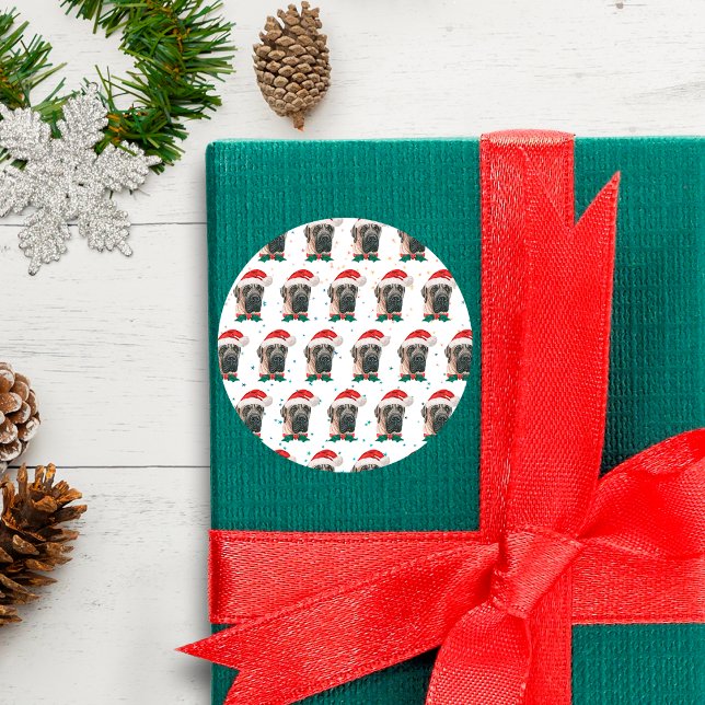 English Mastiff Dog Breed Christmas Runder Aufkleber (Von Creator hochgeladen)