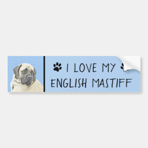 English Mastiff (Fawn) Malerei - Original Dog Art Autoaufkleber